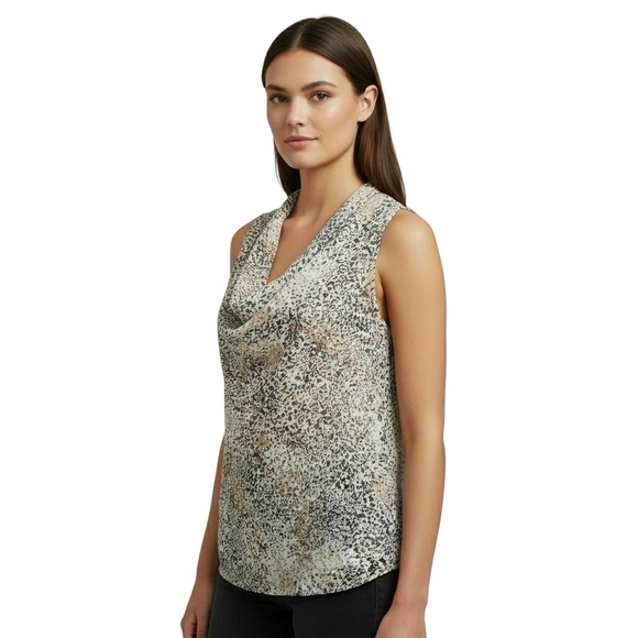 Ann Taylor Tops - Ann Taylor Womens Sleeveless Animal Print Cowl Neck Blouse Large